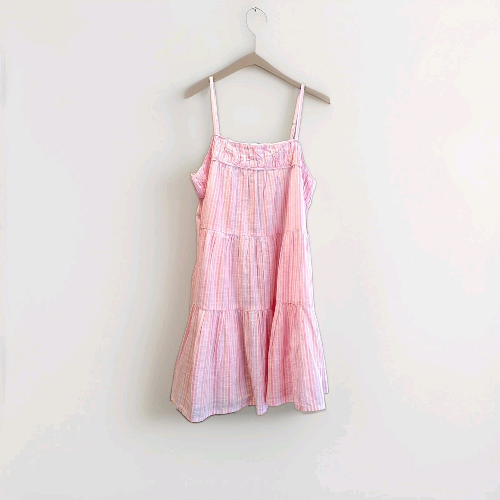 100% Cotton Shell, Natural Fiber, Striped Pink And White  Sundress Junior M